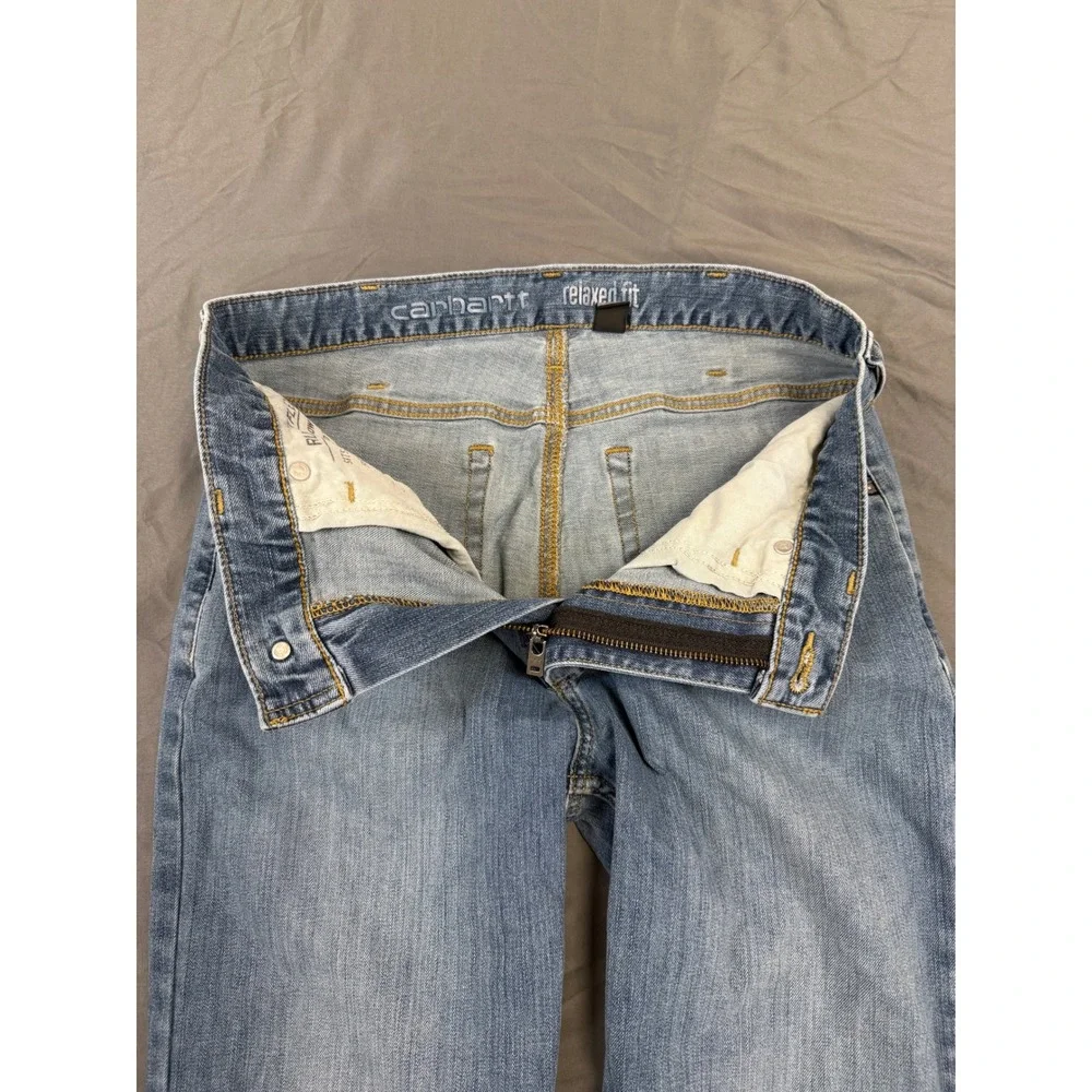 Carhartt Rugged Flex Relaxed Fit Straight Leg Jeans Mens 32x34 Light Wash Blue
